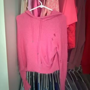 Distressed American Eagle Sweater Hoodie Pink S